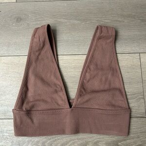 Ribbed Brown V-Neck Bralette